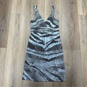 BCBGMaxAzria Zebra Animal Print Empire Waist V-Neck Dress Size 6